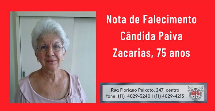 Leia mais sobre o artigo Nota de Falecimento de Dona Cândida Paiva Zacarias