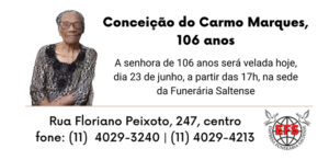 Leia mais sobre o artigo Dona Conceição, de 106 anos, será velada hoje, dia 23, a partir das 17h