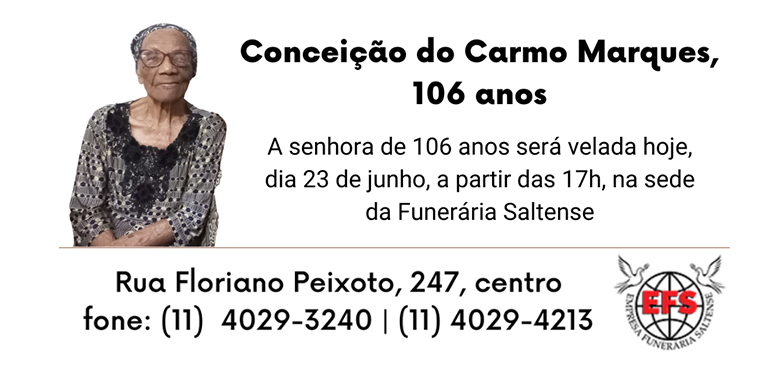 Leia mais sobre o artigo Dona Conceição, de 106 anos, será velada hoje, dia 23, a partir das 17h