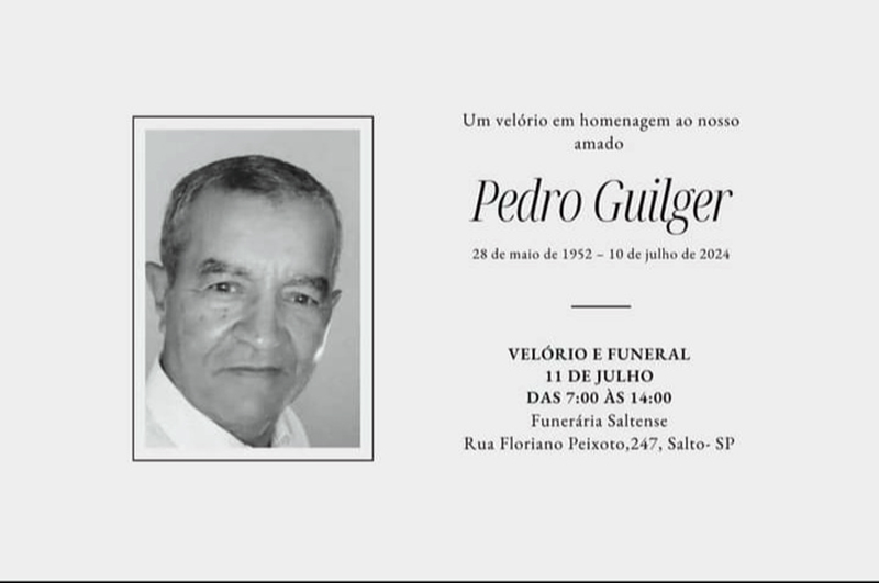 Leia mais sobre o artigo Pedro Miguel Guilger será sepultado hoje, dia 11, às 14h