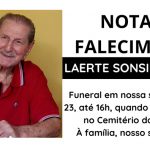 Nota de Falecimento do senhor Laerte Sonsin, de 96 anos